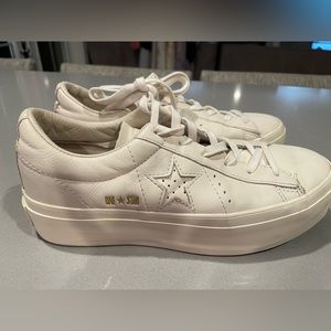 Converse One Star Cream Leather Platform 7.5